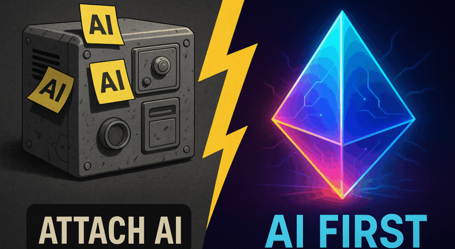 Illustration attaching AI vs. AI First approach